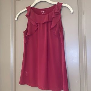 Loft Fusia Blouse with Ruffle XXS Petite
